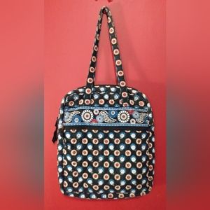 Vera Bradley Night Owl Black Blue Red Travel Shoulder Tote Bag Retired